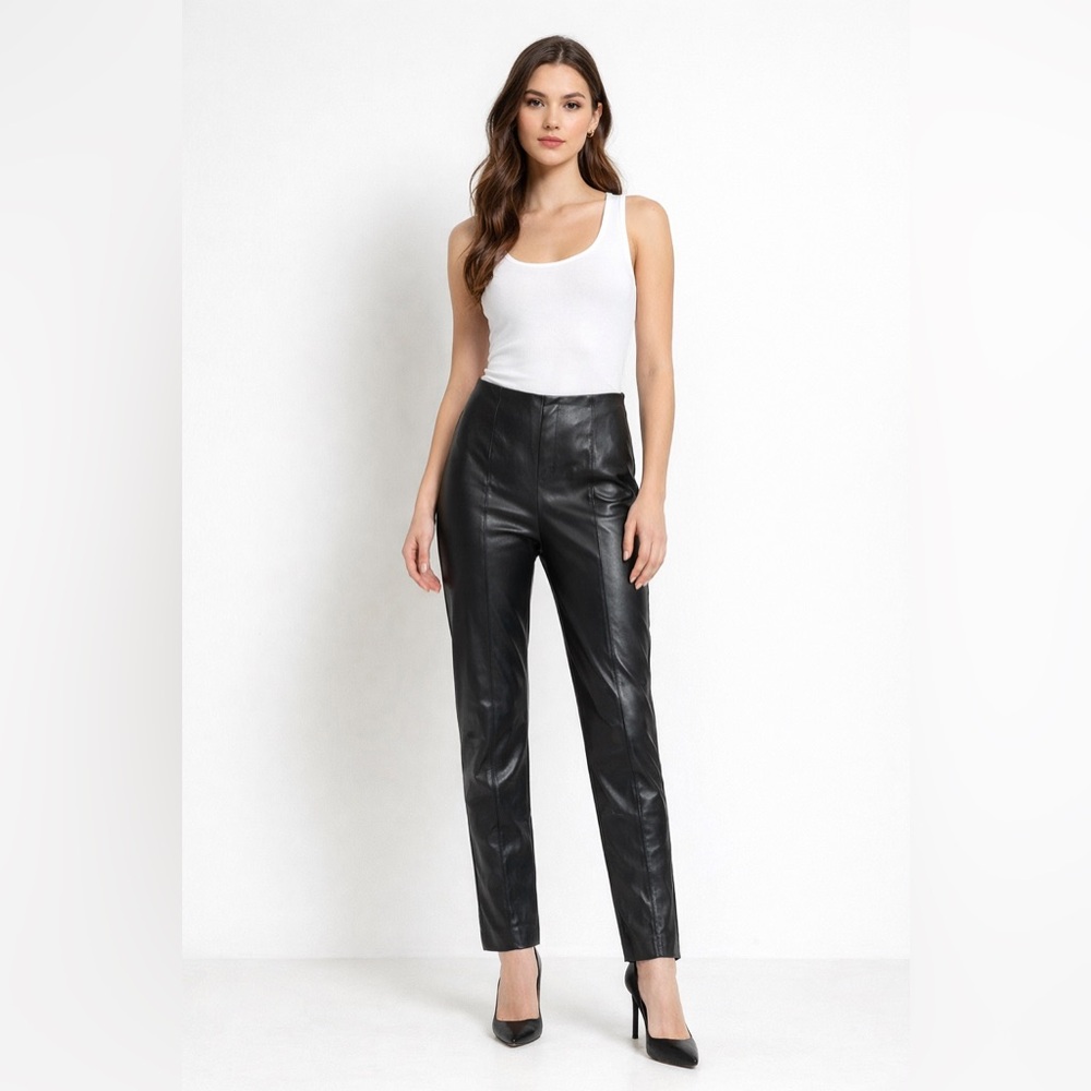 Zara Black Faux Leather Tapered Pants